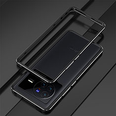Handyhülle Hülle Luxus Aluminium Metall Rahmen Tasche für Vivo X80 5G Schwarz