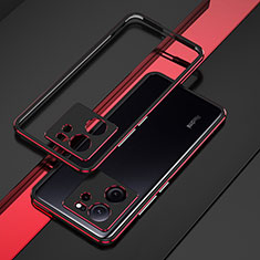 Handyhülle Hülle Luxus Aluminium Metall Rahmen Tasche für Xiaomi Mi 13T Pro 5G Rot und Schwarz