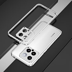 Handyhülle Hülle Luxus Aluminium Metall Rahmen Tasche für Xiaomi Mi 14 Pro 5G Silber