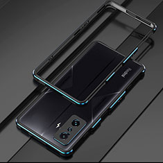 Handyhülle Hülle Luxus Aluminium Metall Rahmen Tasche für Xiaomi Redmi K50 Gaming 5G Blau und Schwarz