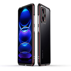 Handyhülle Hülle Luxus Aluminium Metall Rahmen Tasche für Xiaomi Redmi Note 12 Pro 5G Rot und Schwarz