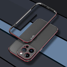 Handyhülle Hülle Luxus Aluminium Metall Rahmen Tasche JZ1 für Apple iPhone 13 Pro Max Rot und Schwarz