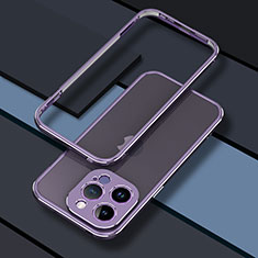 Handyhülle Hülle Luxus Aluminium Metall Rahmen Tasche JZ1 für Apple iPhone 14 Pro Helles Lila