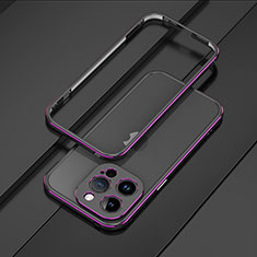 Handyhülle Hülle Luxus Aluminium Metall Rahmen Tasche JZ1 für Apple iPhone 14 Pro Violett