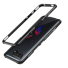 Handyhülle Hülle Luxus Aluminium Metall Rahmen Tasche JZ1 für Asus ROG Phone 5 Pro Silber und Schwarz