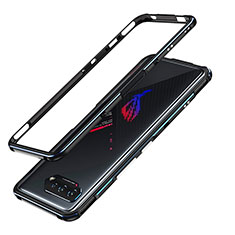 Handyhülle Hülle Luxus Aluminium Metall Rahmen Tasche JZ1 für Asus ROG Phone 5 Ultimate Blau und Schwarz