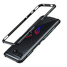 Handyhülle Hülle Luxus Aluminium Metall Rahmen Tasche JZ1 für Asus ROG Phone 5s Blau und Schwarz