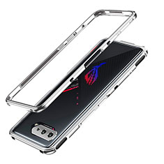 Handyhülle Hülle Luxus Aluminium Metall Rahmen Tasche JZ1 für Asus ROG Phone 5s Silber
