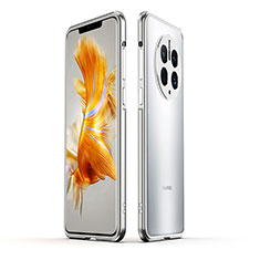 Handyhülle Hülle Luxus Aluminium Metall Rahmen Tasche JZ1 für Huawei Mate 50 Pro Silber