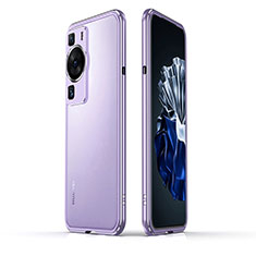 Handyhülle Hülle Luxus Aluminium Metall Rahmen Tasche JZ1 für Huawei P60 Pro Helles Lila