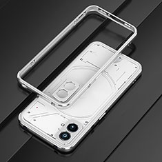 Handyhülle Hülle Luxus Aluminium Metall Rahmen Tasche JZ1 für Nothing Phone 2 Silber