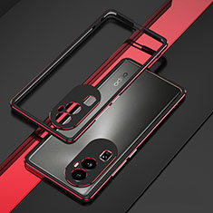 Handyhülle Hülle Luxus Aluminium Metall Rahmen Tasche JZ1 für Oppo Reno10 Pro+ Plus 5G Rot und Schwarz