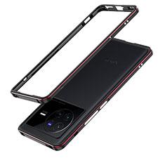 Handyhülle Hülle Luxus Aluminium Metall Rahmen Tasche JZ1 für Vivo X80 Pro 5G Rot und Schwarz