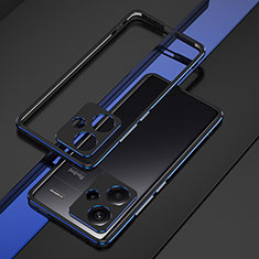 Handyhülle Hülle Luxus Aluminium Metall Rahmen Tasche JZ1 für Xiaomi Redmi Note 13 Pro+ Plus 5G Blau und Schwarz