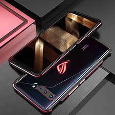 Handyhülle Hülle Luxus Aluminium Metall Rahmen Tasche JZ2 für Asus ROG Phone 3 Strix ZS661KS Rot und Schwarz