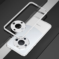 Handyhülle Hülle Luxus Aluminium Metall Rahmen Tasche JZ4 für Huawei Mate 60 Pro+ Plus Silber