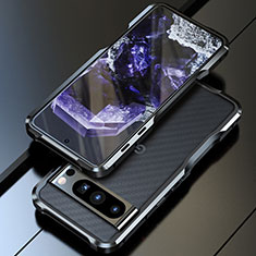 Handyhülle Hülle Luxus Aluminium Metall Rahmen Tasche LF1 für Google Pixel 8 Pro 5G Schwarz