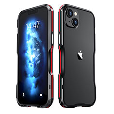 Handyhülle Hülle Luxus Aluminium Metall Rahmen Tasche LF2 für Apple iPhone 14 Plus Rot und Schwarz