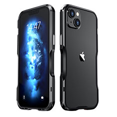 Handyhülle Hülle Luxus Aluminium Metall Rahmen Tasche LF2 für Apple iPhone 14 Plus Schwarz