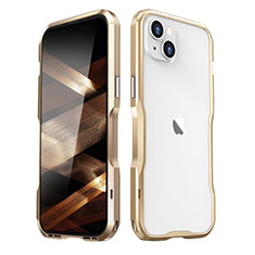 Handyhülle Hülle Luxus Aluminium Metall Rahmen Tasche LF2 für Apple iPhone 15 Gold