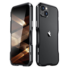 Handyhülle Hülle Luxus Aluminium Metall Rahmen Tasche LF2 für Apple iPhone 15 Plus Schwarz