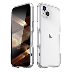 Handyhülle Hülle Luxus Aluminium Metall Rahmen Tasche LF2 für Apple iPhone 15 Plus Silber