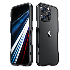 Handyhülle Hülle Luxus Aluminium Metall Rahmen Tasche LF3 für Apple iPhone 13 Pro Max Schwarz