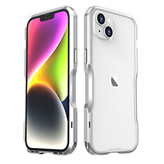 Handyhülle Hülle Luxus Aluminium Metall Rahmen Tasche LF3 für Apple iPhone 14 Plus Silber