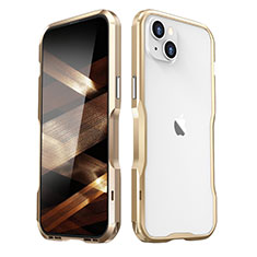 Handyhülle Hülle Luxus Aluminium Metall Rahmen Tasche LF3 für Apple iPhone 15 Gold