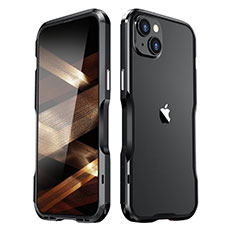 Handyhülle Hülle Luxus Aluminium Metall Rahmen Tasche LF3 für Apple iPhone 15 Schwarz