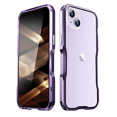 Handyhülle Hülle Luxus Aluminium Metall Rahmen Tasche LF3 für Apple iPhone 15 Violett