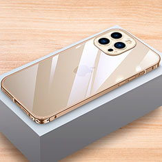 Handyhülle Hülle Luxus Aluminium Metall Rahmen Tasche LK1 für Apple iPhone 15 Pro Gold