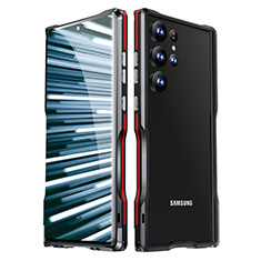 Handyhülle Hülle Luxus Aluminium Metall Rahmen Tasche LK1 für Samsung Galaxy S23 Ultra 5G Rot und Schwarz