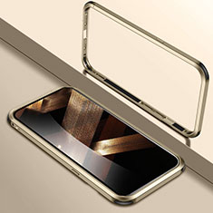 Handyhülle Hülle Luxus Aluminium Metall Rahmen Tasche LK2 für Apple iPhone 15 Gold