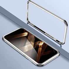 Handyhülle Hülle Luxus Aluminium Metall Rahmen Tasche LO1 für Apple iPhone 14 Pro Silber