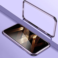 Handyhülle Hülle Luxus Aluminium Metall Rahmen Tasche LO1 für Apple iPhone 14 Pro Violett