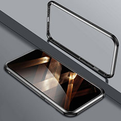 Handyhülle Hülle Luxus Aluminium Metall Rahmen Tasche LO1 für Apple iPhone 15 Pro Max Schwarz