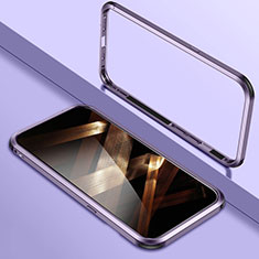 Handyhülle Hülle Luxus Aluminium Metall Rahmen Tasche LO1 für Apple iPhone 15 Pro Max Violett