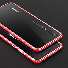 Handyhülle Hülle Luxus Aluminium Metall Rahmen Tasche M01 für Huawei P20 Rot