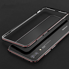 Handyhülle Hülle Luxus Aluminium Metall Rahmen Tasche M01 für Huawei P20 Rot und Schwarz