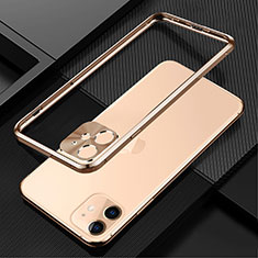 Handyhülle Hülle Luxus Aluminium Metall Rahmen Tasche N01 für Apple iPhone 12 Mini Gold