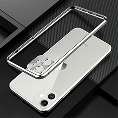 Handyhülle Hülle Luxus Aluminium Metall Rahmen Tasche N01 für Apple iPhone 12 Mini Silber