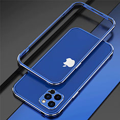 Handyhülle Hülle Luxus Aluminium Metall Rahmen Tasche N02 für Apple iPhone 12 Pro Max Blau