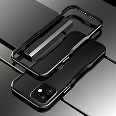 Handyhülle Hülle Luxus Aluminium Metall Rahmen Tasche N02 für Apple iPhone 12 Schwarz