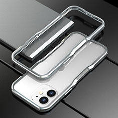 Handyhülle Hülle Luxus Aluminium Metall Rahmen Tasche N02 für Apple iPhone 12 Silber