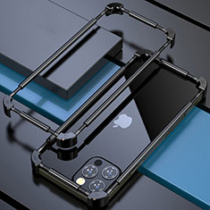 Handyhülle Hülle Luxus Aluminium Metall Rahmen Tasche N03 für Apple iPhone 12 Pro Max Schwarz