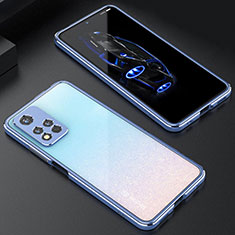 Handyhülle Hülle Luxus Aluminium Metall Rahmen Tasche S01 für Xiaomi Mi 11i 5G (2022) Silber und Blau