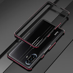 Handyhülle Hülle Luxus Aluminium Metall Rahmen Tasche S01 für Xiaomi Poco F3 GT 5G Rot und Schwarz