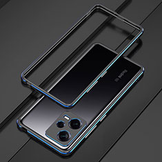 Handyhülle Hülle Luxus Aluminium Metall Rahmen Tasche S01 für Xiaomi Redmi Note 12 5G Blau und Schwarz