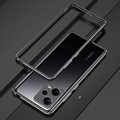 Handyhülle Hülle Luxus Aluminium Metall Rahmen Tasche S01 für Xiaomi Redmi Note 12 5G Schwarz